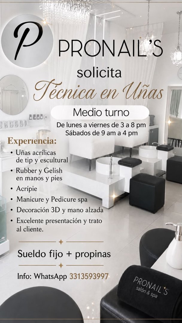 Anuncio de Pro. Nails salón & fish spa: Técnica en Uñas