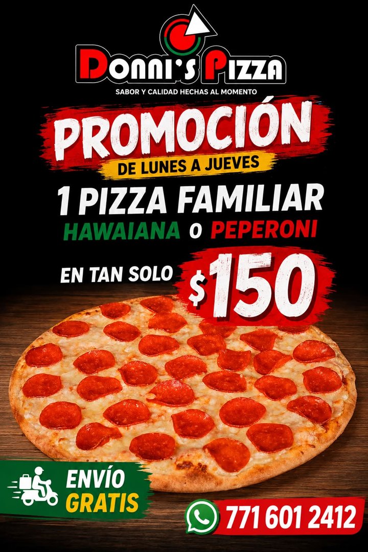 Anuncio de Donni's Pizza Pachuca - Suc. Col. Issste: pizza familiar