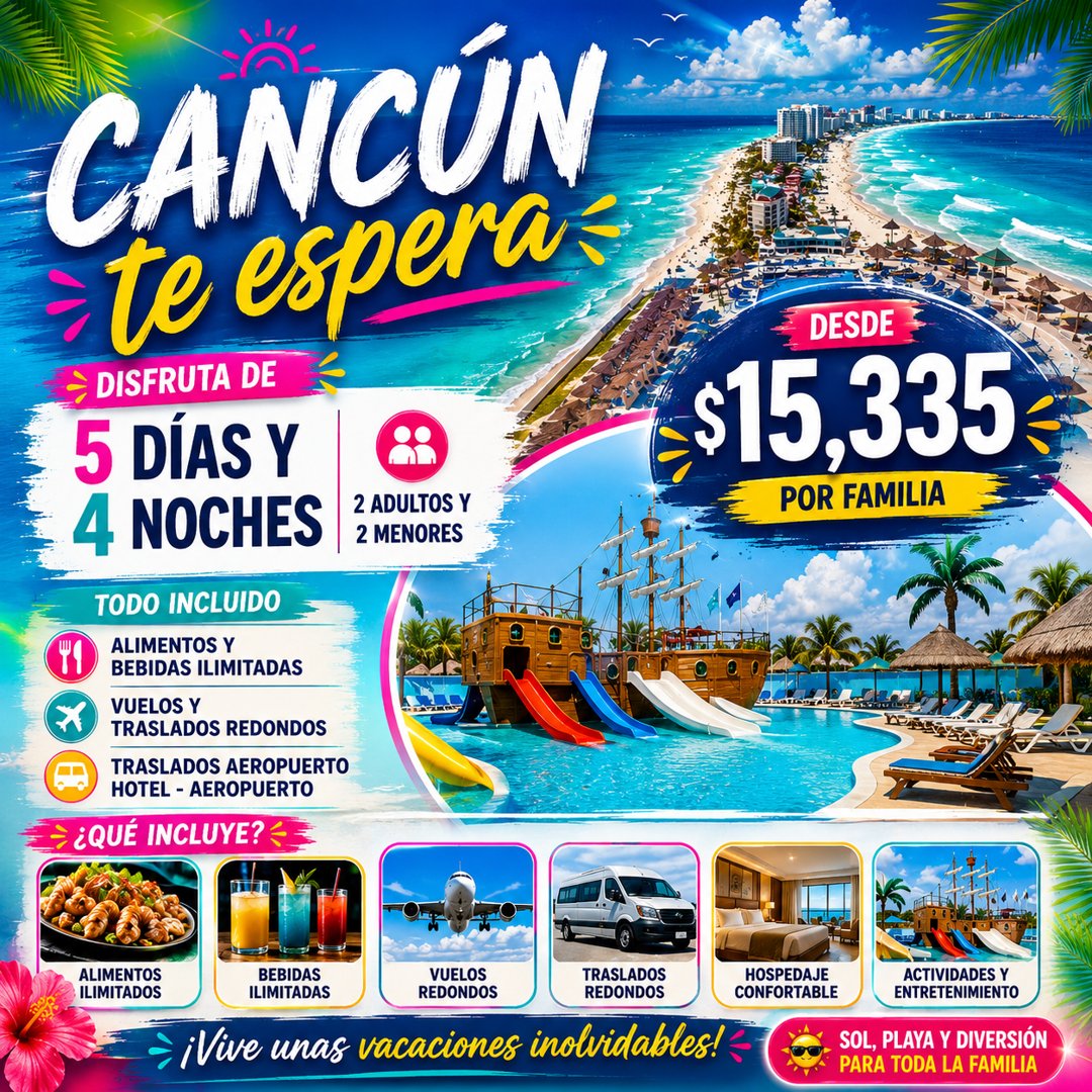 Anuncio de Sol y Arena México: paquete de vacaciones familiares