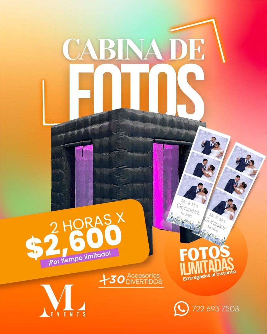Anuncio de ML Events: cabina de fotos