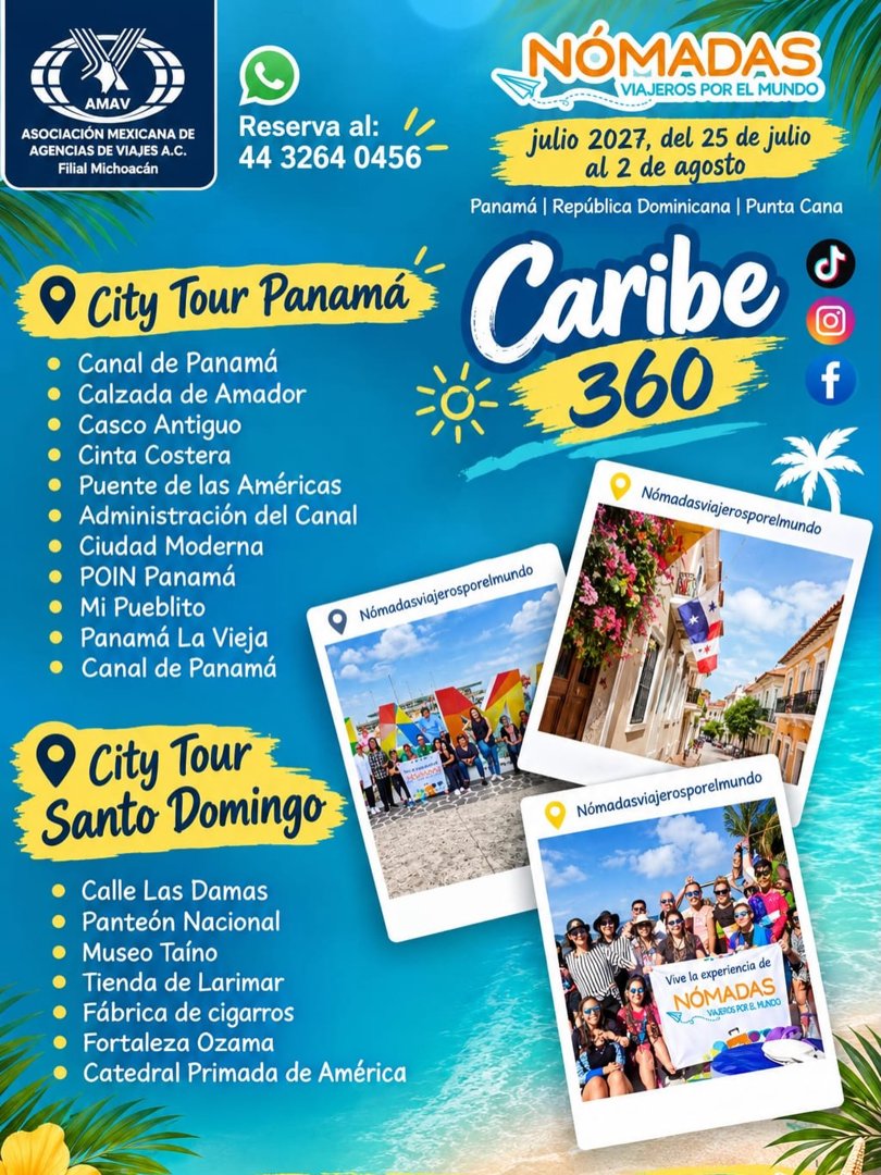 Anuncio de Nómadas, viajeros por el mundo - Tours Morelia: Tours por el Caribe