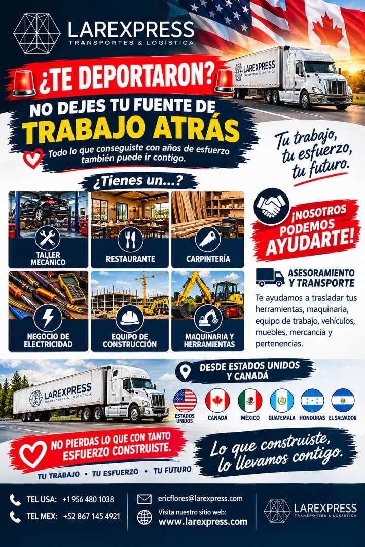 Anuncio de Transportes Larexpress: Transporte de maquinaria pesada y sobredimensionada, mudanzas internacionales y logística