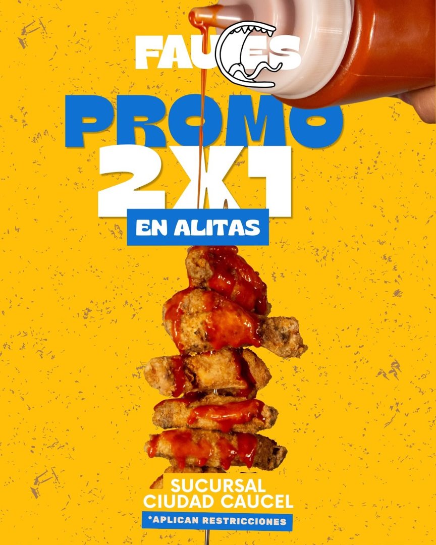 Anuncio de Fauces Burger Caucel: Alitas 2x1