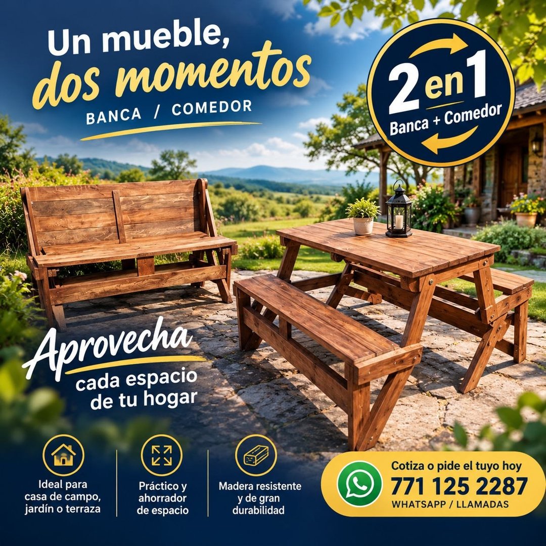 Anuncio de Muebles Convertibles Hidalgo: Mueble convertible 2 en 1 (banca y comedor)