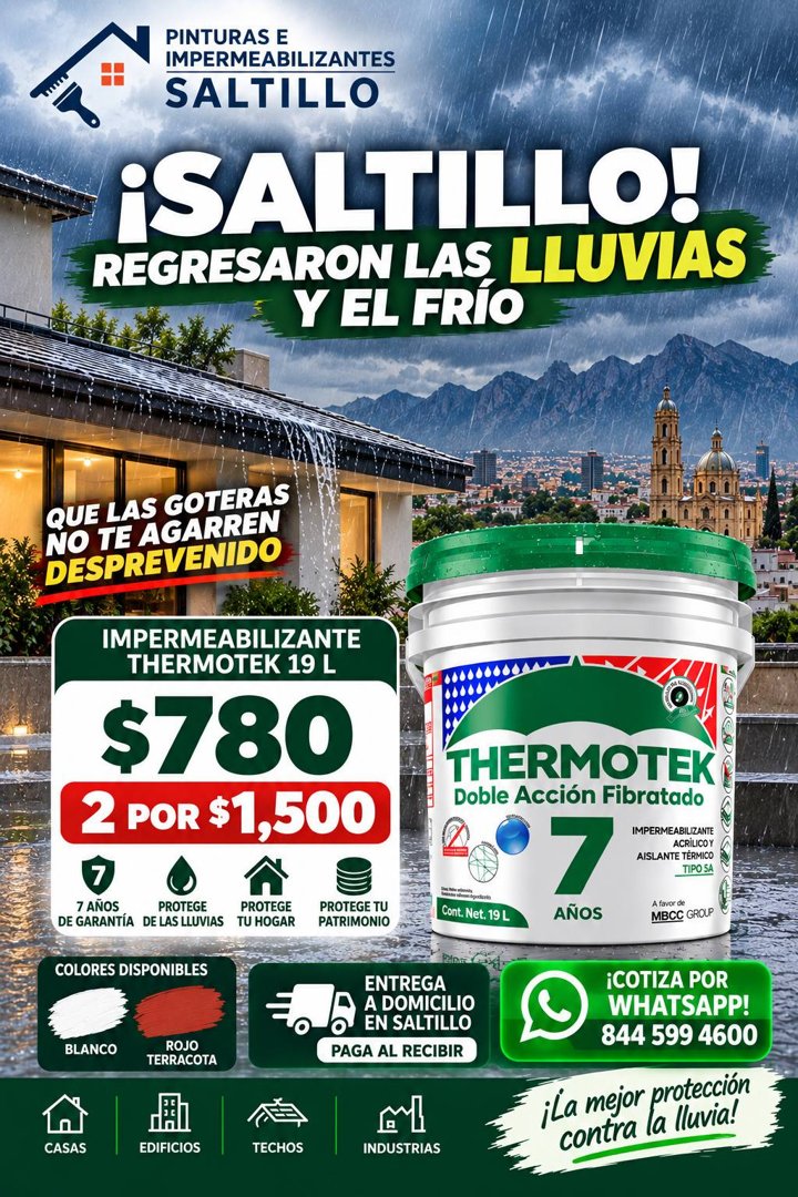 Anuncio de pinturas e impermeabilizantes saltillo: impermeabilizante