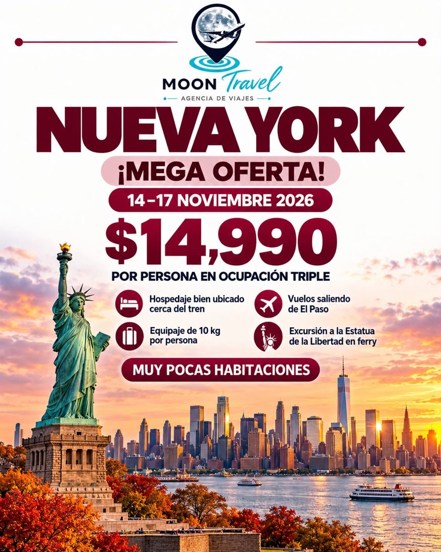 Anuncio de Moon Travel️: Paquete de viaje a Nueva York