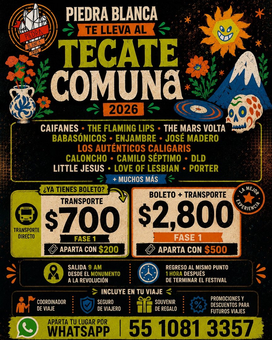 Anuncio de Piedra Blanca Trips: Viaje a Tecate Comuna 2026