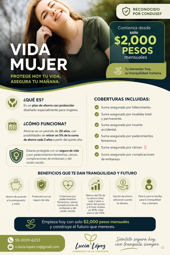 Anuncio de Lucía López Asesora Profesional de Seguros: Seguro de vida y protección para mujeres