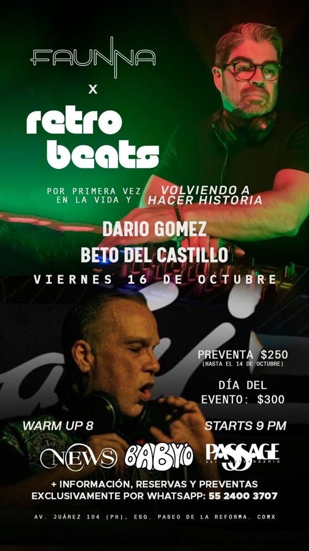 Anuncio de Alberto Del Castillo: evento musical retro beats