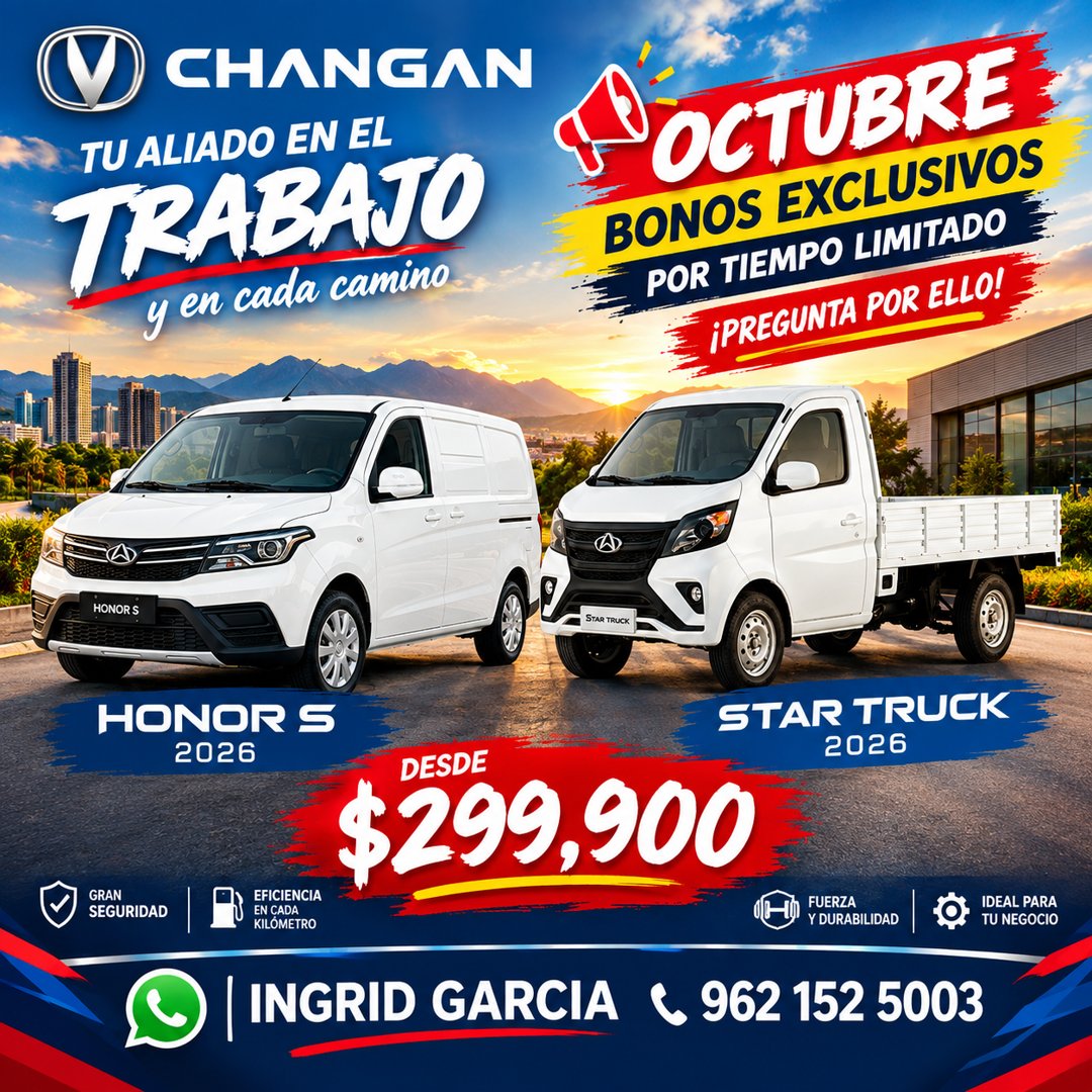 Anuncio de Ingrid Garcia Asesora Changan Tapachula: vehículos comerciales