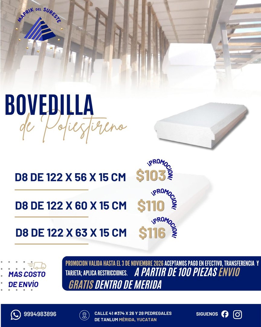 Anuncio de Maprik del Sureste - Poliestireno: Bovedillas de poliestireno
