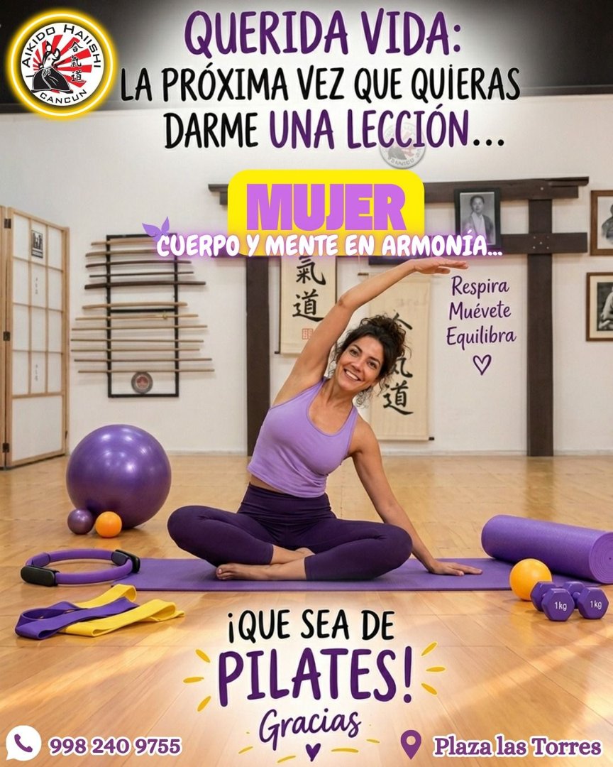 Anuncio de Aikido Dojo Haiishikai Cancún: Pilates
