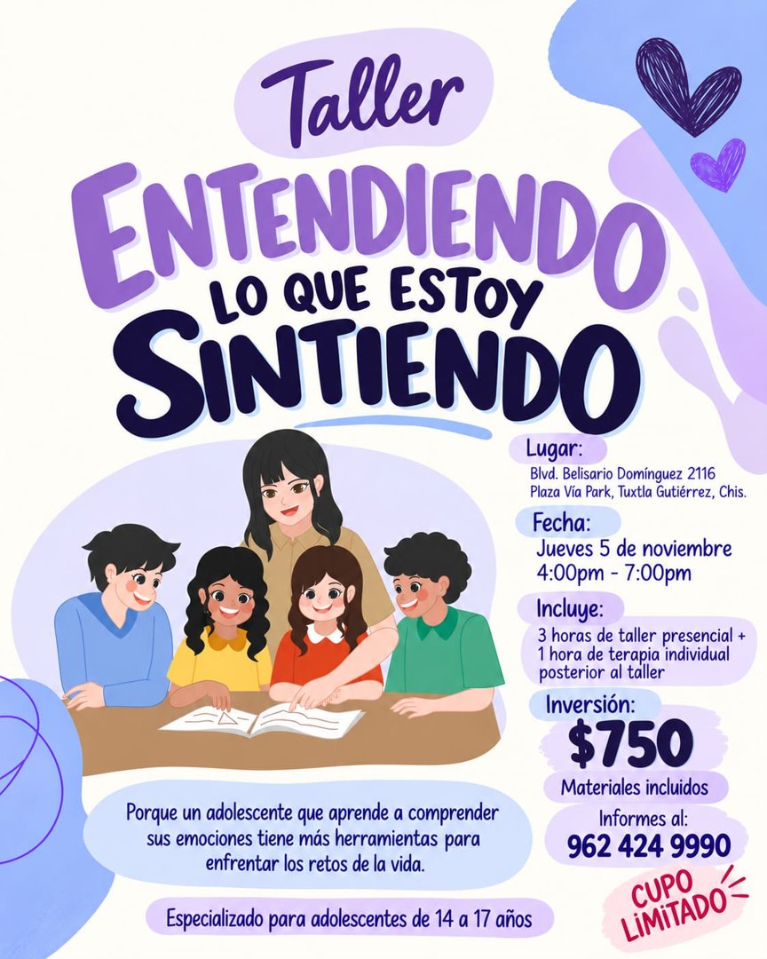 Anuncio de Psicología Para Jovenes: Taller de entendimiento emocional para adolescentes