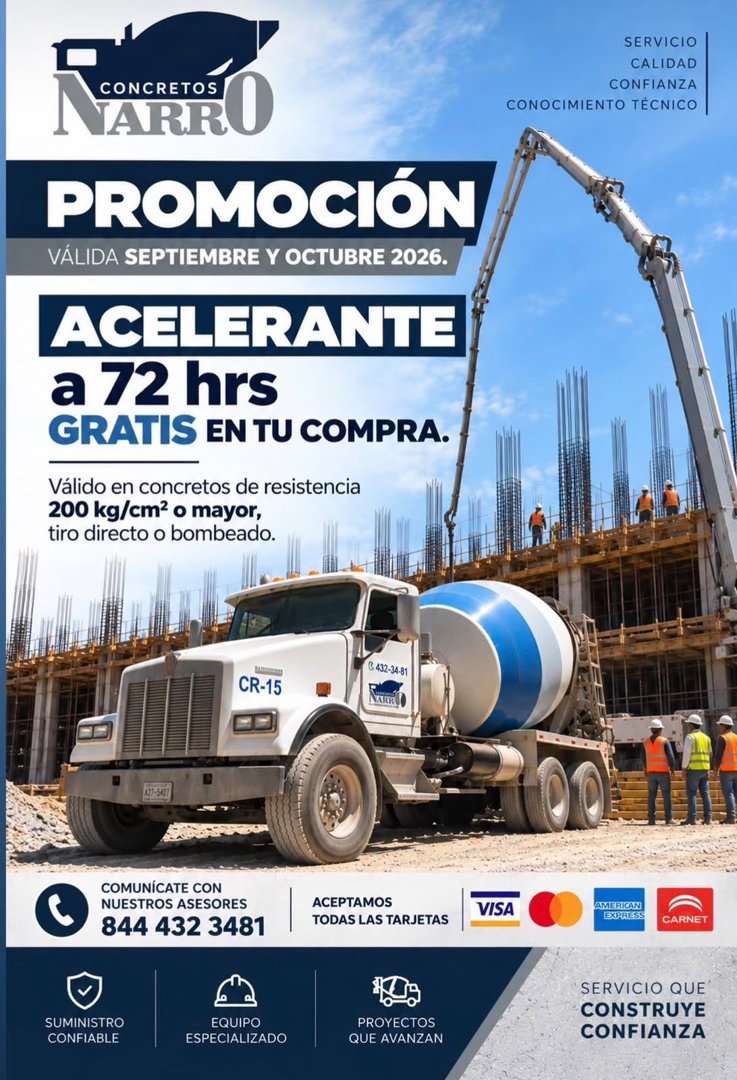 Anuncio de Concretos NARRO: concretos premezclados
