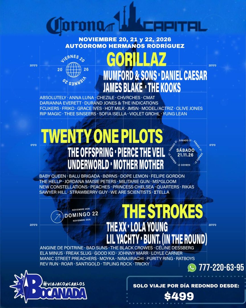 Anuncio de Bocanada Tours: Paquetes de viaje al Corona Capital