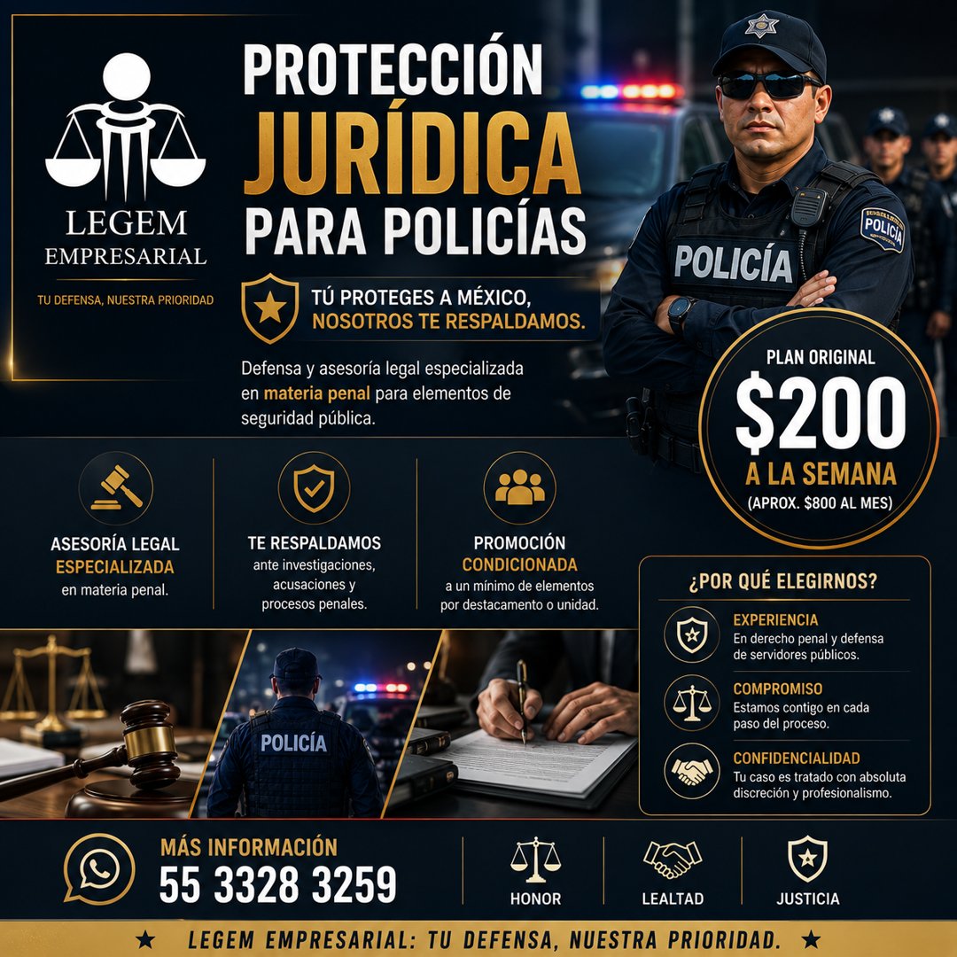 Anuncio de Legem empresarial: asesoría legal especializada en materia penal para policías