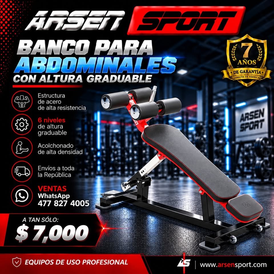 Anuncio de Aparatos Arsen: Banco para abdominales con altura graduable