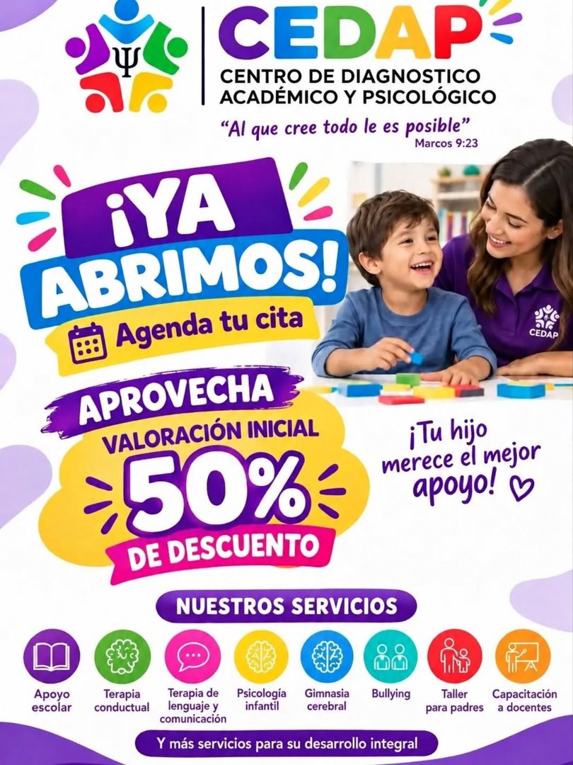 Anuncio de Cedap Cancún Centro: Valoración psicológica inicial