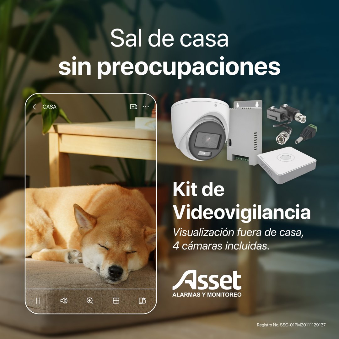 Anuncio de Asset Alarmas y Monitoreo: Kit de videovigilancia