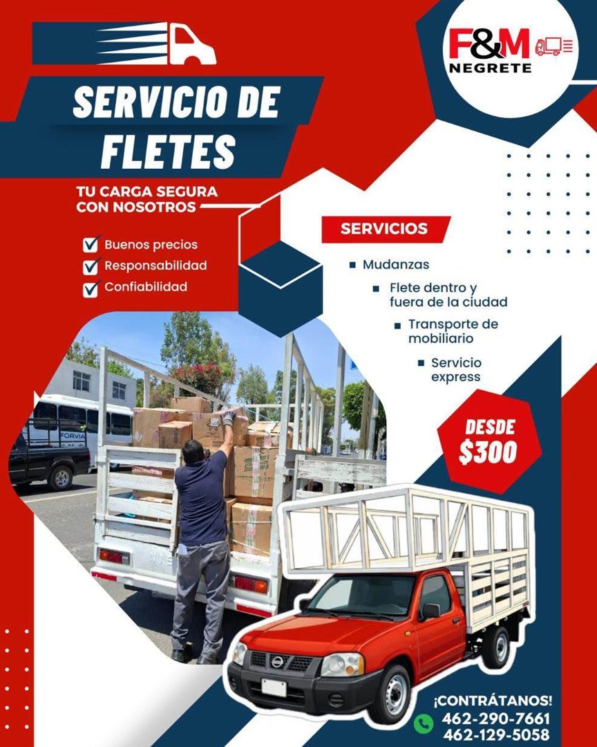 Anuncio de Fletes y mudanzas Negrete: Mudanzas y fletes