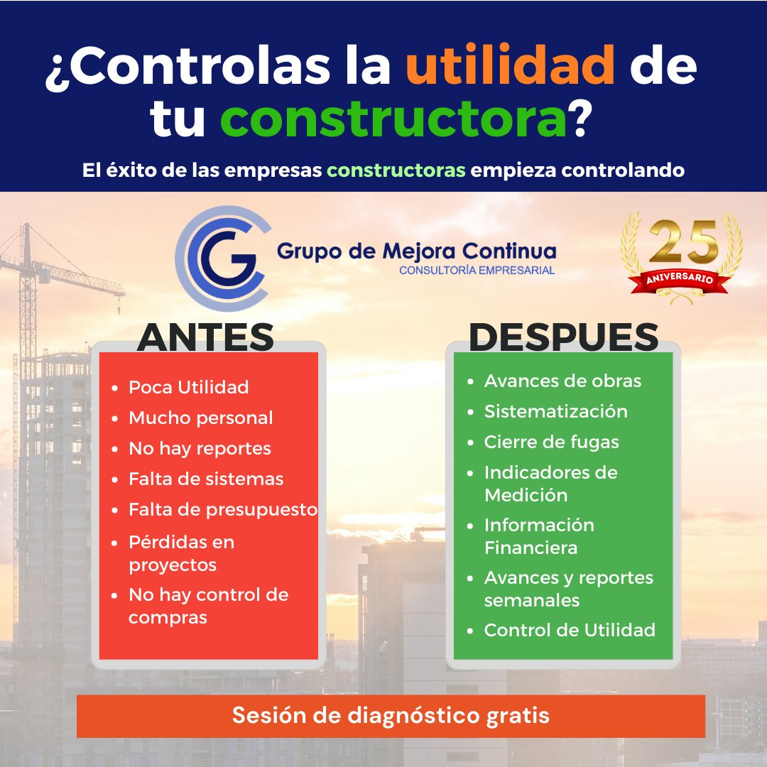 Anuncio de Grupo de Mejora Continua: consultoría especializada en rentabilidad de construcción