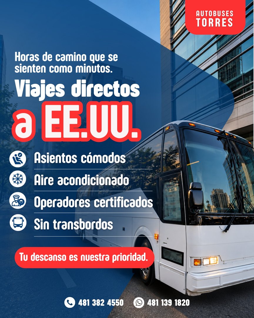 Anuncio de Autobuses Torres CD. Valles: Viajes directos a EE.UU.