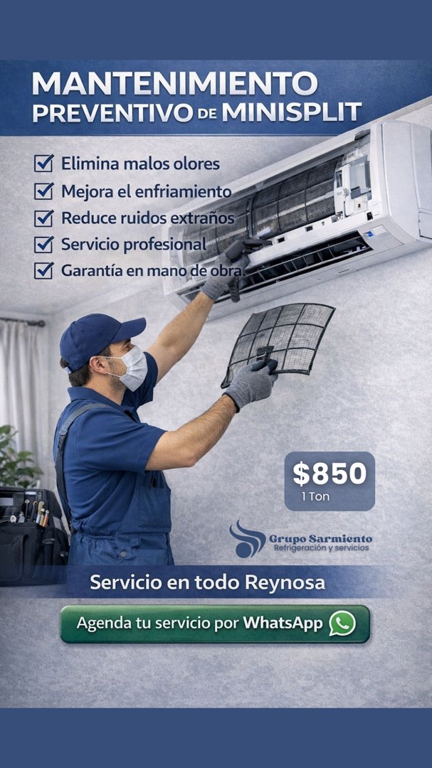Anuncio de Grupo Sarmiento: Mantenimiento preventivo de minisplit
