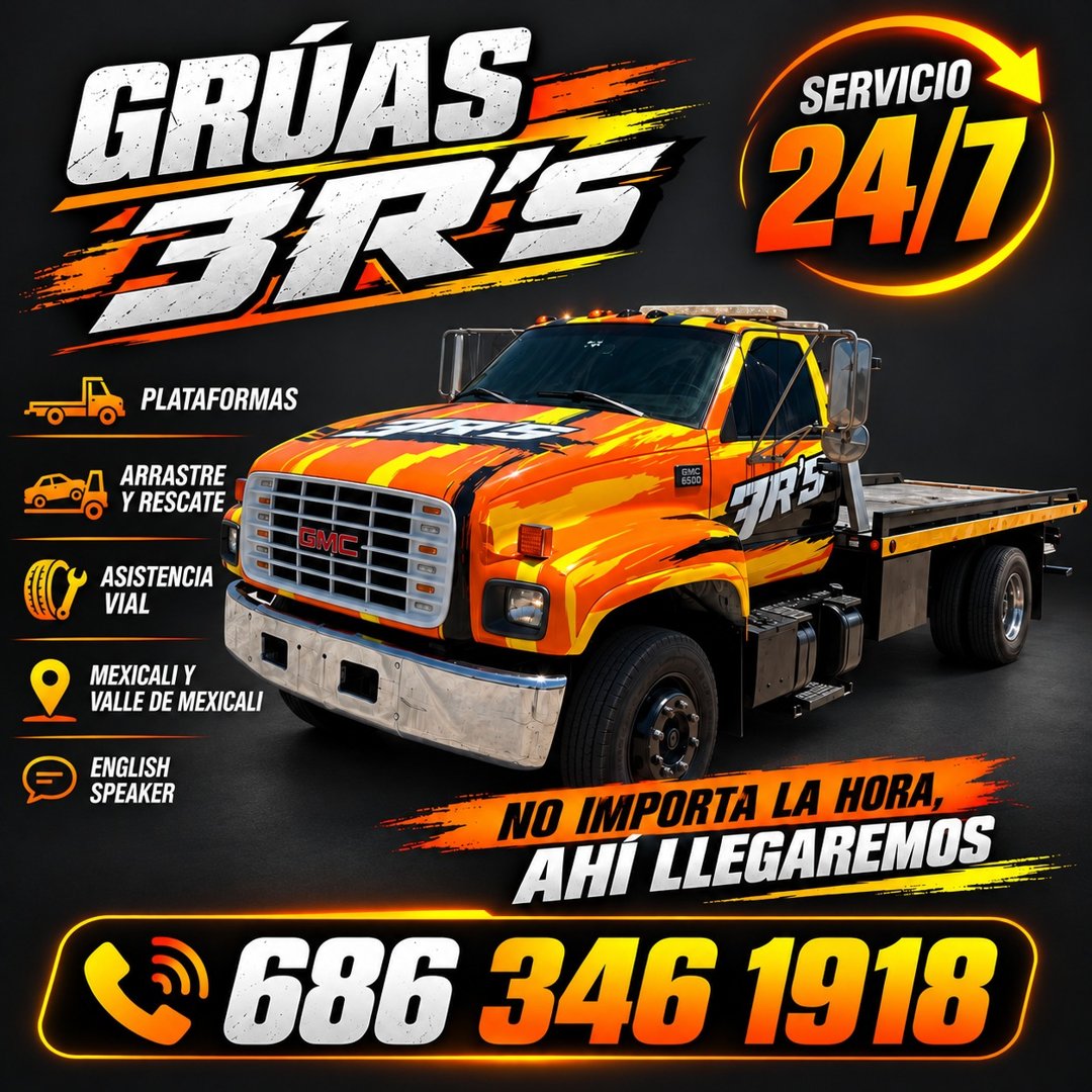 Anuncio de GRÚAS 3R'S: Grúas y asistencia vial