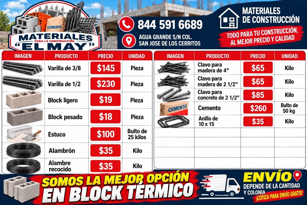 Anuncio de Materiales para la construcción "El May": Materiales para la construcción