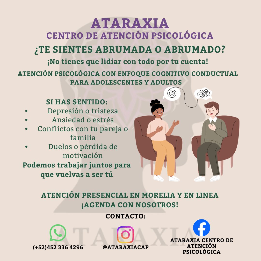 Anuncio de Ataraxia Centro de Atención Psicológica: Terapia cognitivo-conductual