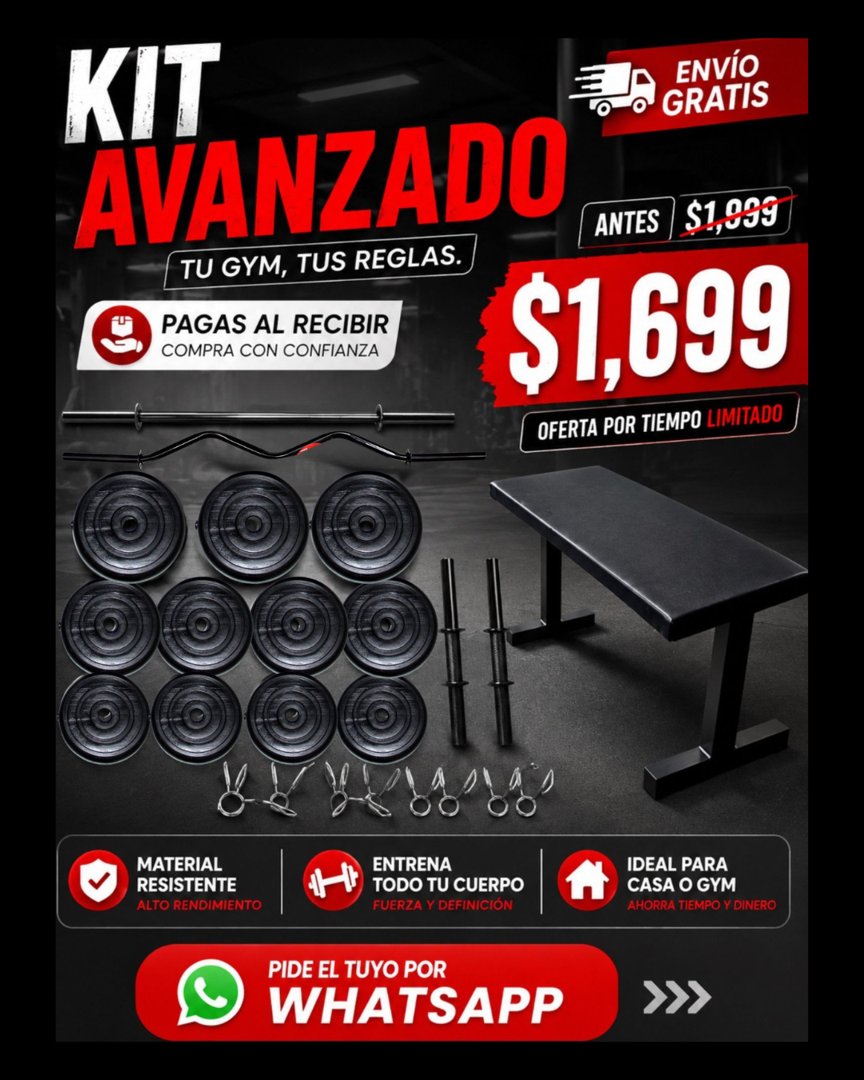 Anuncio de Gym Bro: Kit de equipo de gimnasio