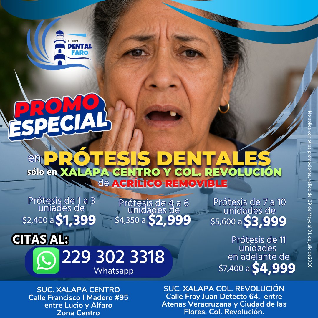 Anuncio de Dental Faro Veracruz: prótesis dentales acrílico removible