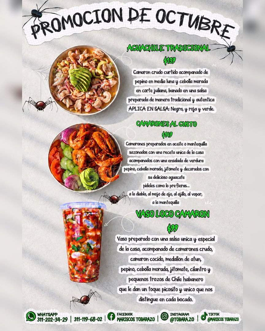 Anuncio de Mariscos Tobarazo: comida de mariscos