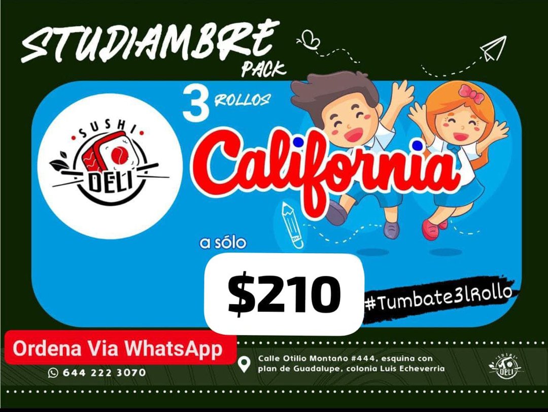Anuncio de SUSHI DELI: 3 rollos de sushi California