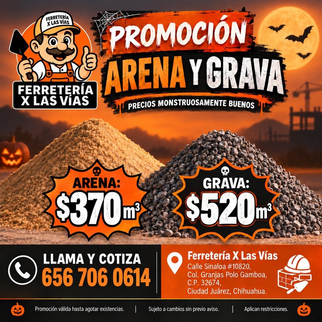 Anuncio de Ferreteria X Las Vias: Arena y grava