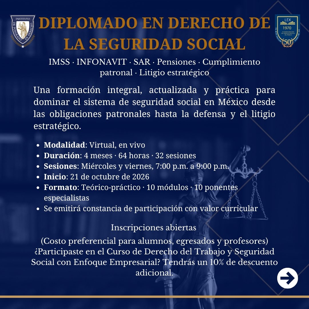 Anuncio de Dayana Reyes y Abogados: Diplomado en Derecho de la Seguridad Social