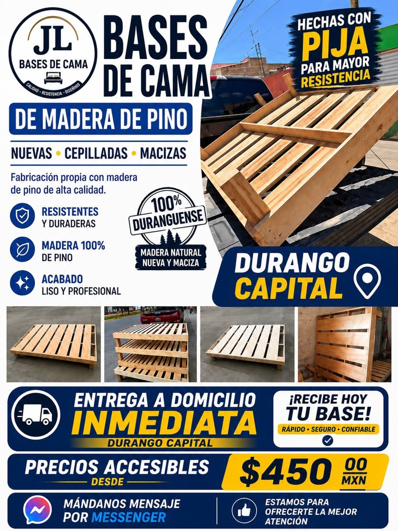 Anuncio de Bases y Colchones JL: Bases de cama de madera de pino