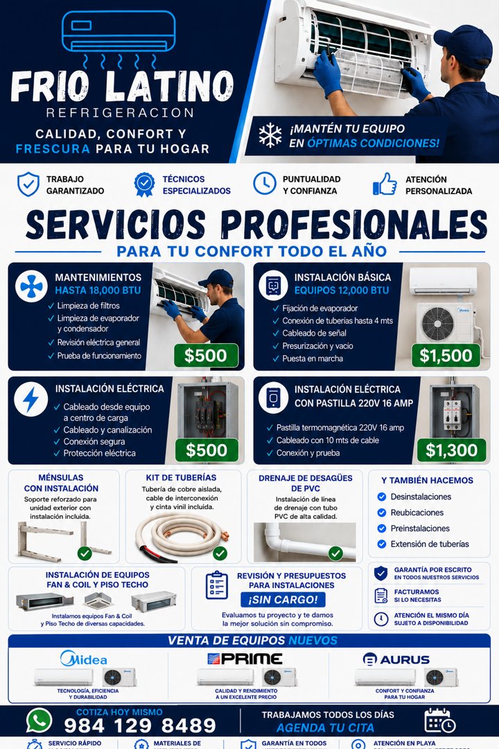Anuncio de Frio Latino - Refrigeracion: Mantenimiento y reparación de aire acondicionado
