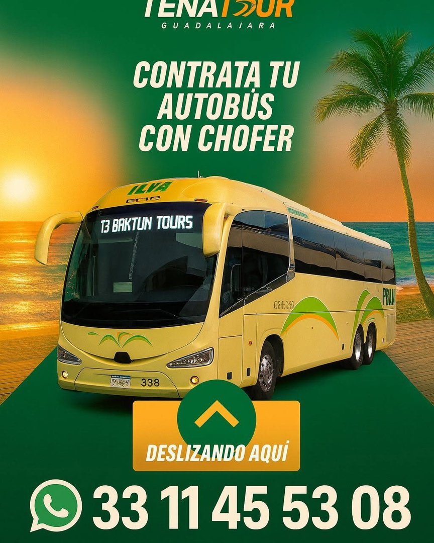 Anuncio de Transportes Tenamaxtlenses: transporte de autobús con chofer