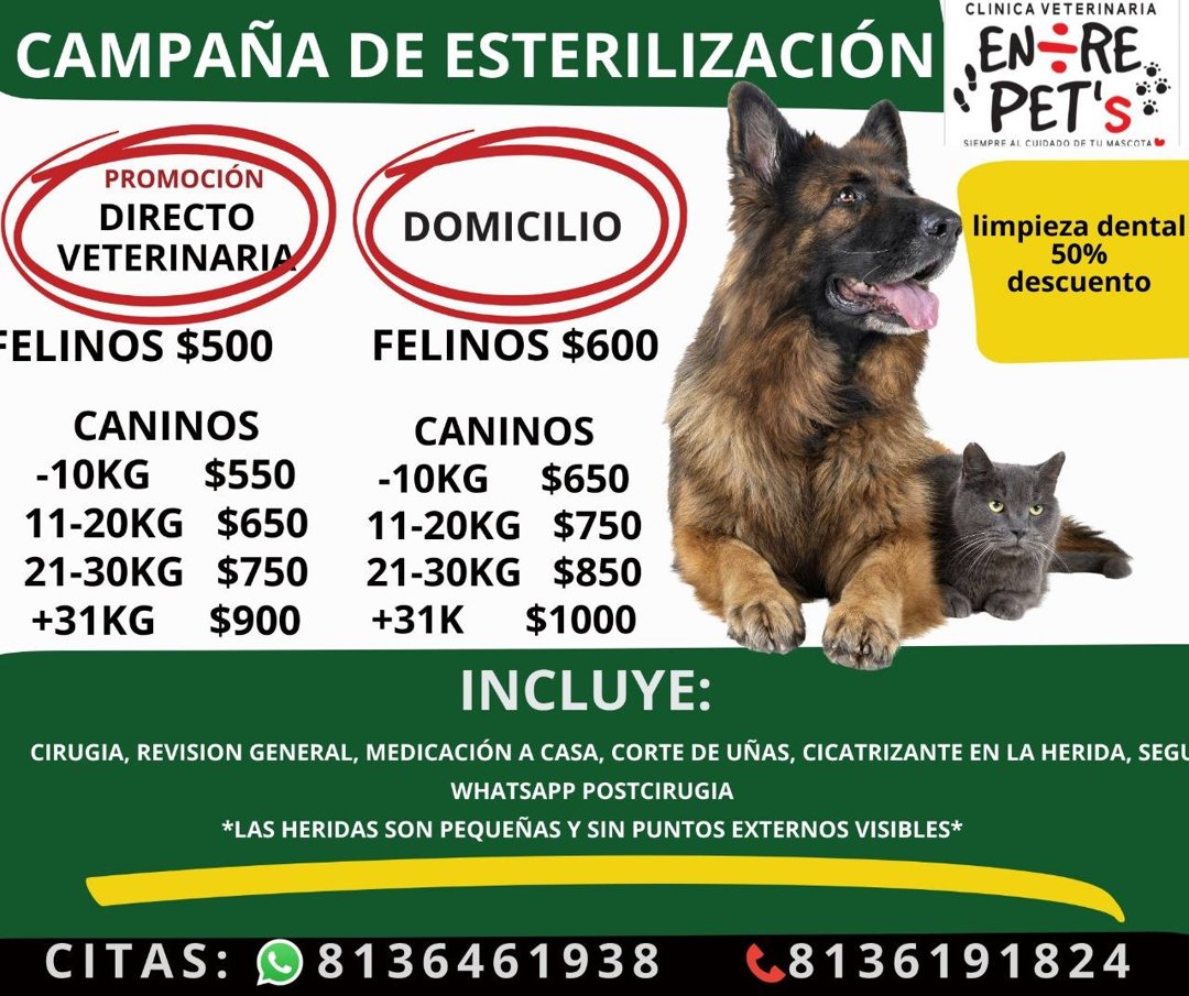 Anuncio de Clinica Veterinaria Entre Pet’s: esterilización de mascotas