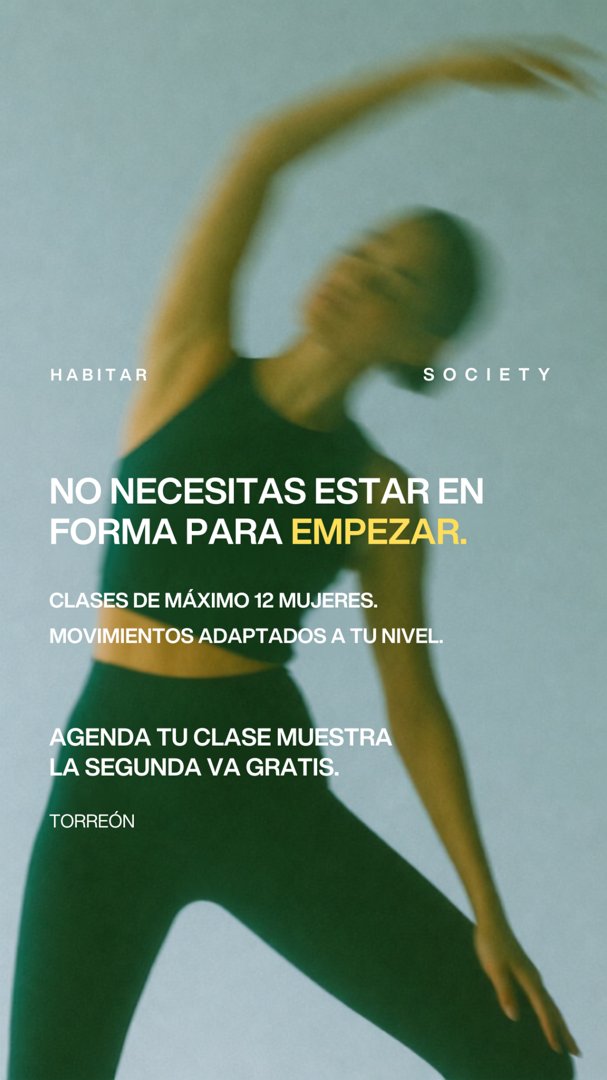 Anuncio de Habitar Society: Clases de fitness para mujeres