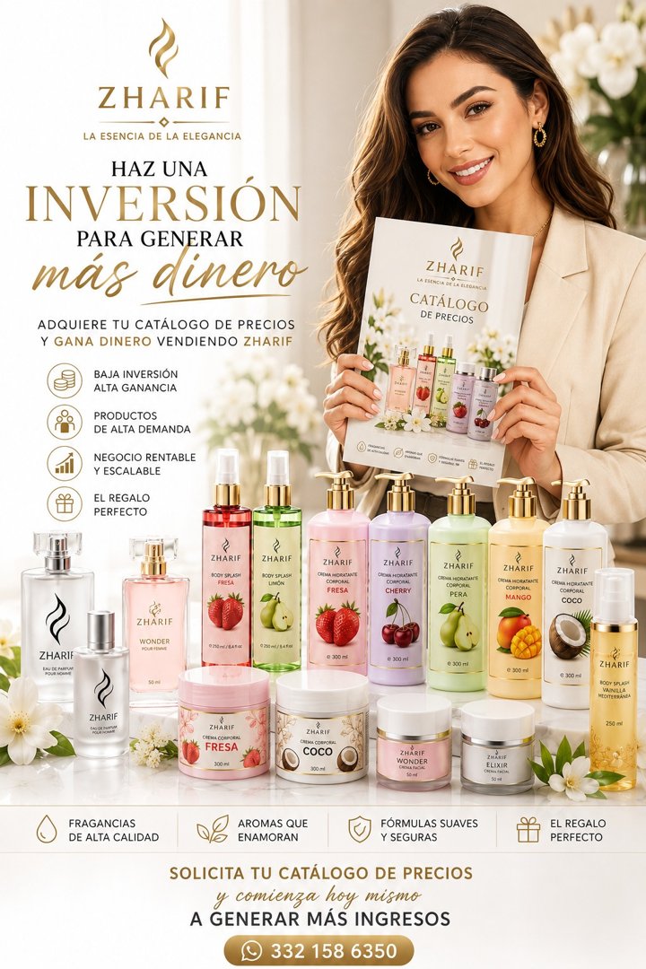Anuncio de Zharif Mexico: Venta de productos de belleza, perfumes y cuidado corporal