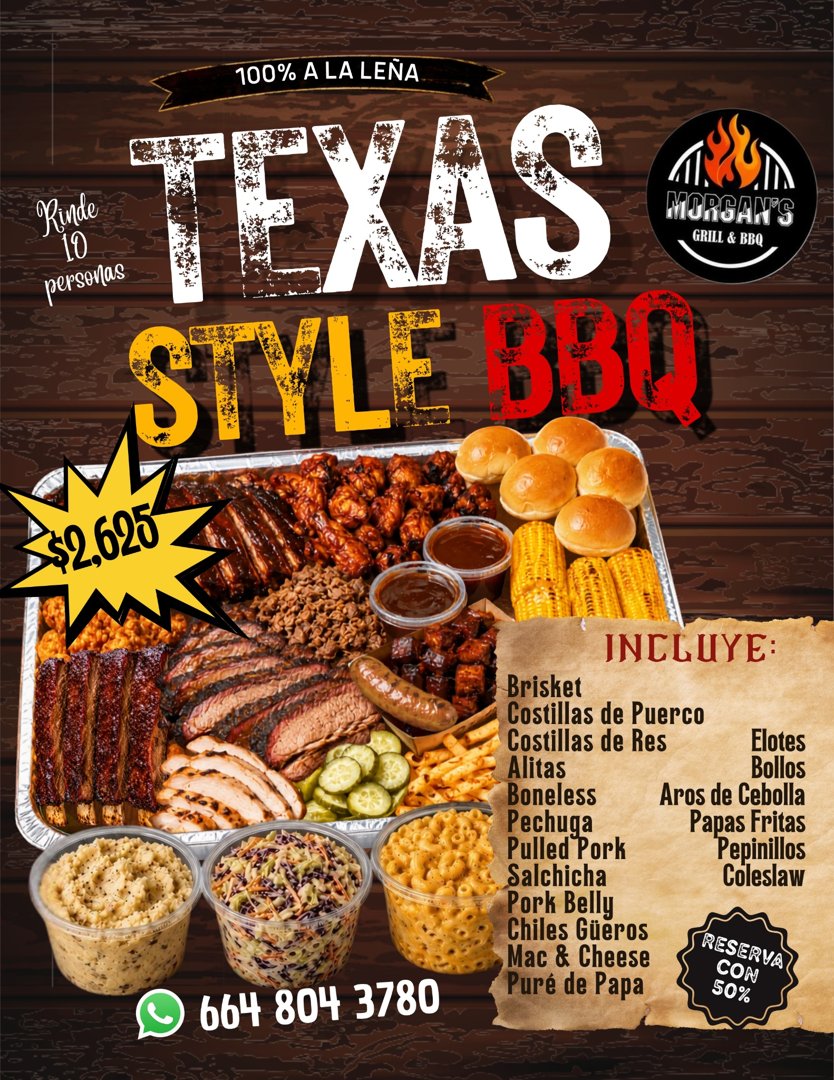 Anuncio de Morgan's Grill & BBQ: Charola BBQ Texas Style