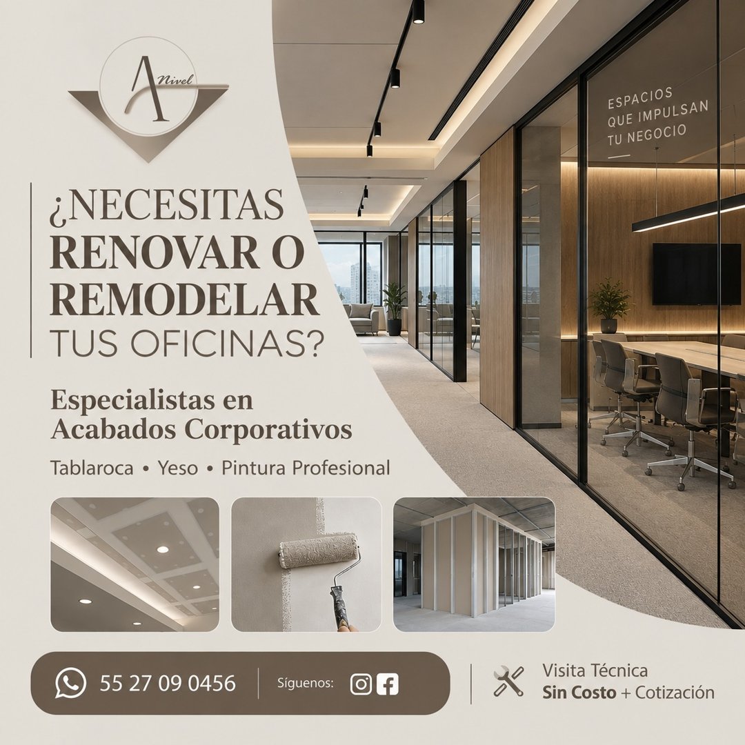 Anuncio de A-Nivel Acabados: acabados corporativos