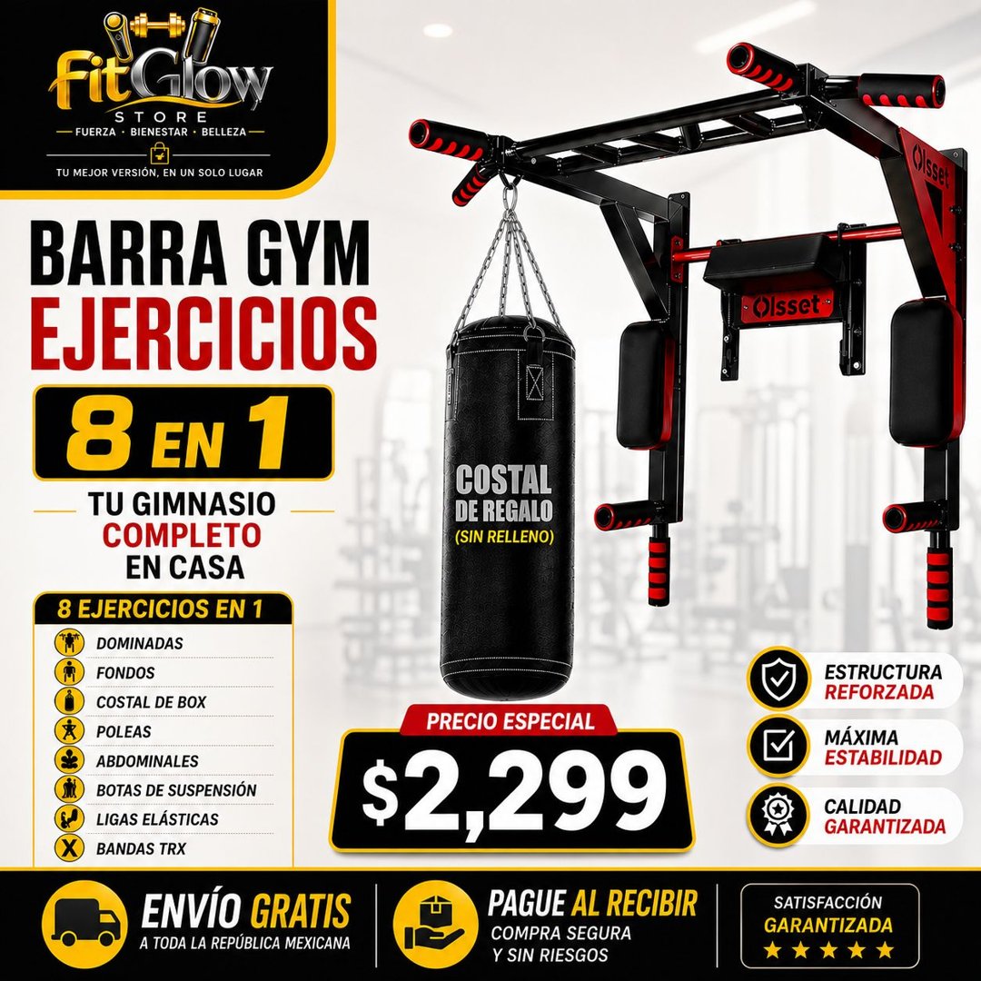 Anuncio de Fit Glow Store: Barra gym 8 en 1