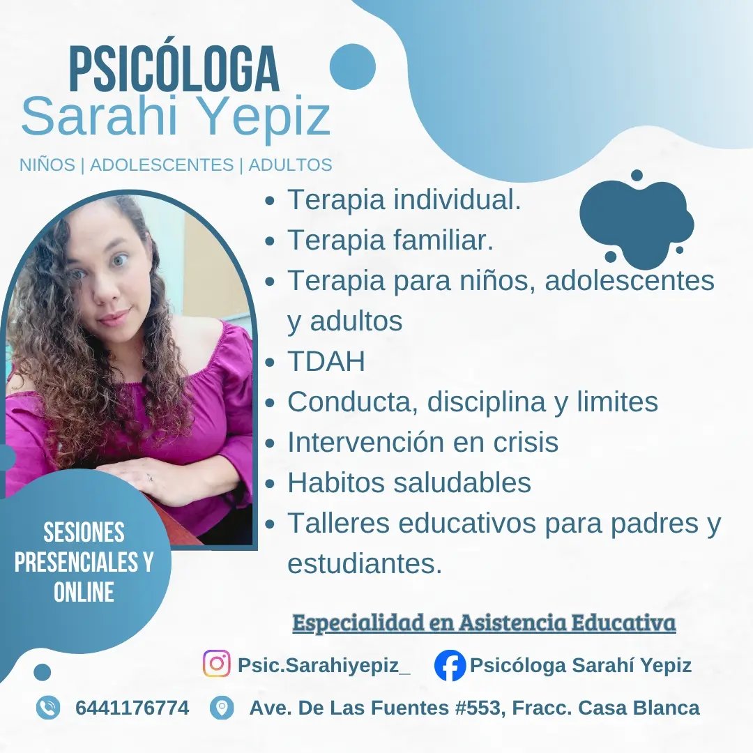 Anuncio de Psicóloga Sarahi Yépiz: Terapia psicológica