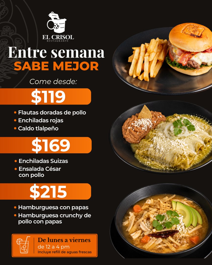 Anuncio de Restaurante El Crisol: Comidas entre semana