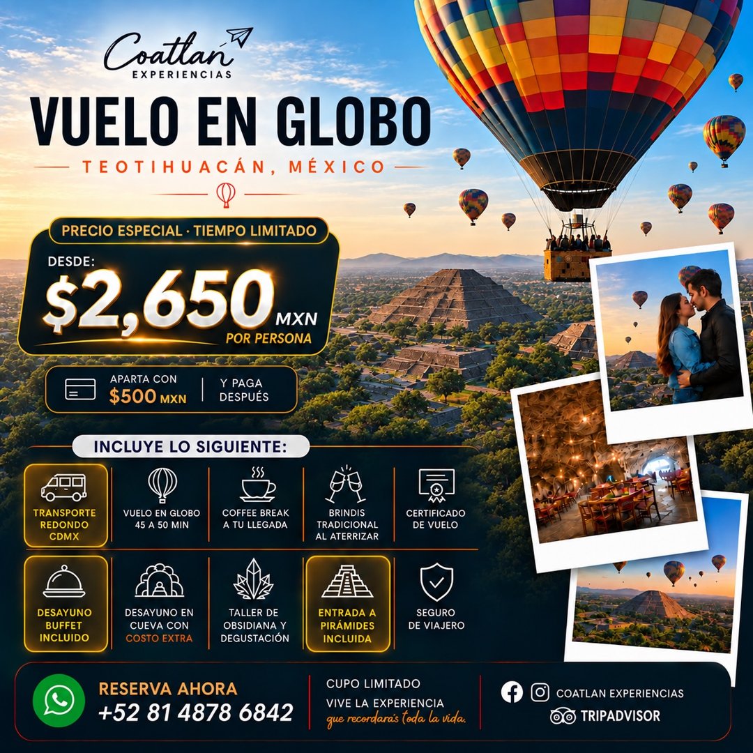 Anuncio de Coatlan Experiencias: vuelo en globo