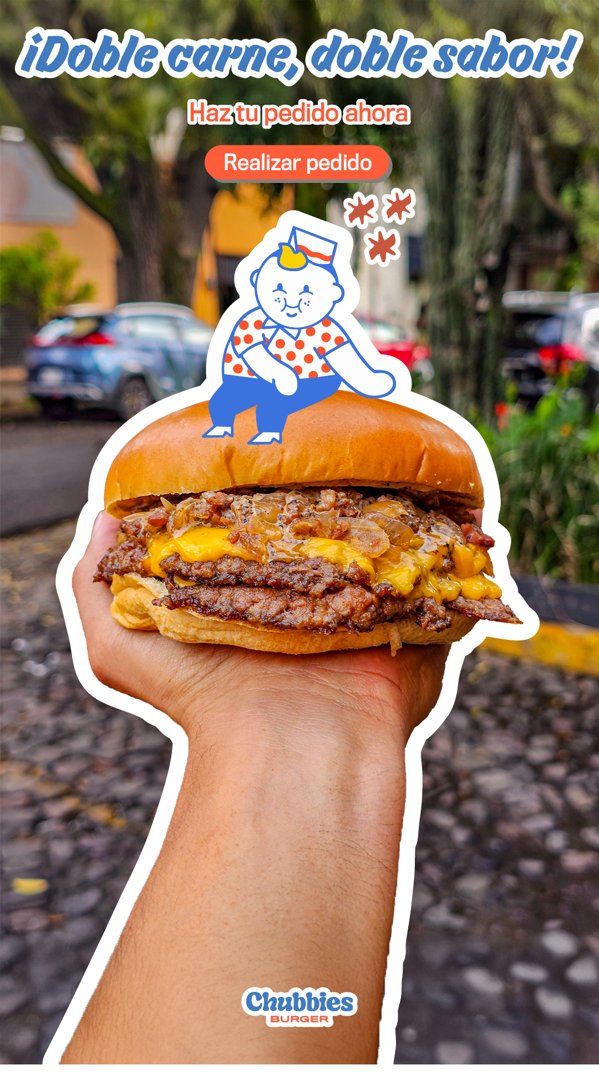 Anuncio de Chubbies Burger: hamburguesa
