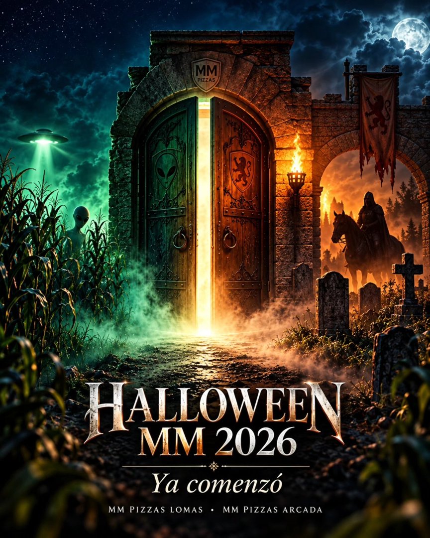 Anuncio de MM Pizzas Saltillo: evento de Halloween